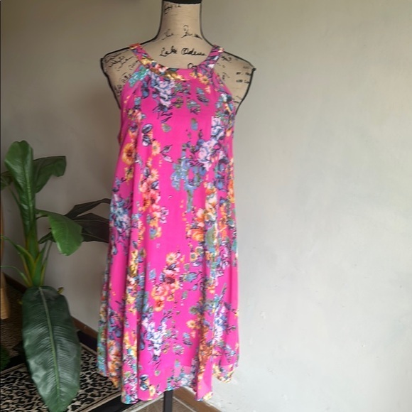 Betsey Johnson Sleeveless Floral Shift Dress Pink Size 8 - Picture 1 of 12